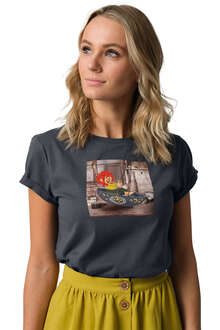 Damen T-Shirt 'Pumuckl schaukelt' grafit