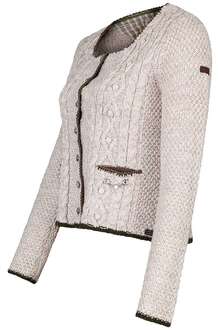 Damen Strickjacke mit Zopfmuster Natur Moos