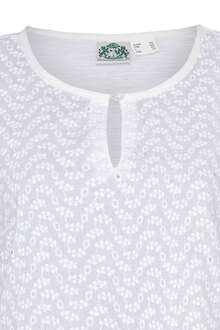 Damen T-Shirt mit floraler Lochmusterung wei