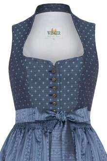 Dirndl lang mit Schneewittchenkragen blau