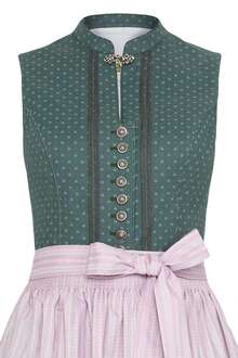 Stretch Dirndl midi hochgeschlossen mit Brosche grn rosa