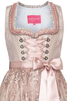 Mini Dirndl mit bestickter Schrze creme rosa