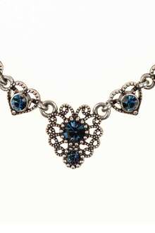 Dirndl Collier mit Strass altsilber Montana-blau