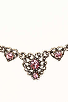 Dirndl Collier mit Strass altsilber Light rose