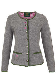 Damen Trachtenstrickjacke grau rosa