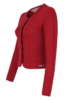 Damen Trachten Strickjacke mit Zopfmuster rot