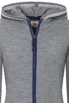 Damen Strickjacke mit Kapuze grau denim