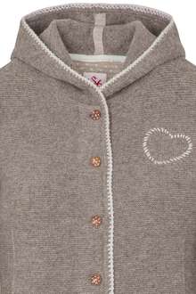 Damen Strickjacke lang mit Kapuze nussbraun