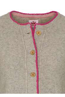 Damen Trachten Strickjacke Sibergrau Pink