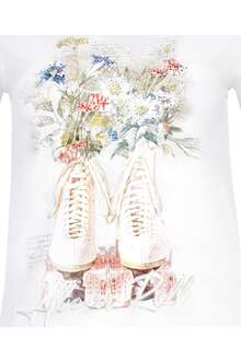 Damen T-Shirt mit Blumenmotiv weiß