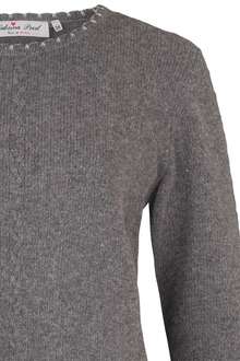 Trachten Pullover mit Zopfmuster und Falte anthrazit