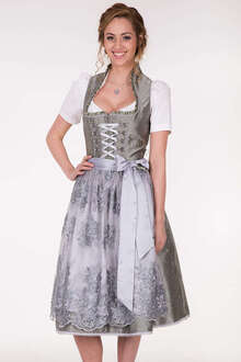 Dirndl mit Doppelschrze oliv grau