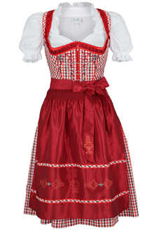 Dirndl kurz rot-wei-schwarz kariert