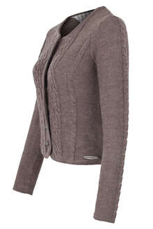 Damen Trachten Strickjacke mit Zopfmuster braun