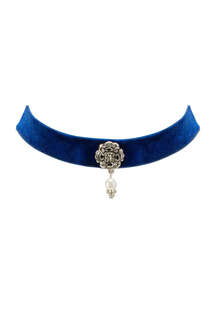 Trachtenschmuck Samtkropfband blau