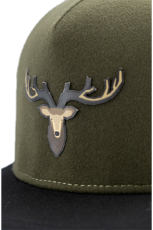Herren Snapback Cap Hirschmotiv wasserdicht dunkelgrn