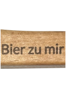 Flaschenffner Holz mit Nagel und Magneten 'Bier zu mir'