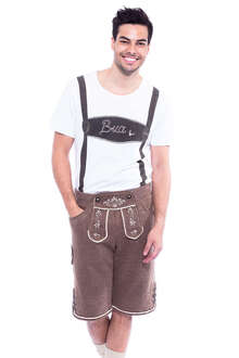 Herren Jogginghose kurz im Lederhosen-Look