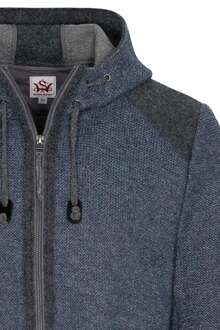 Herren Trachten Strickjacke mit Kapuze jeansblau