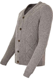 Herren Trachten-Strickjacke mit Zopfmuster grau