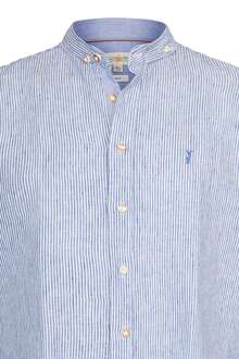 Leinen Trachten Hemd Herren gestreift Basic blau-wei