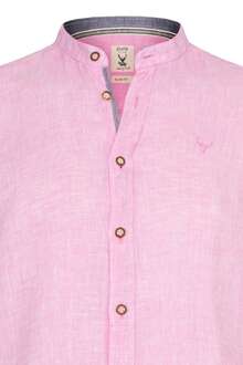 Herren Trachten Leinenhemd Stehkragen Slim rosa