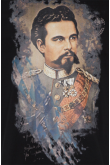 Herren T-Shirt mit bayerischem Mrchenknig Ludwig II schwarz