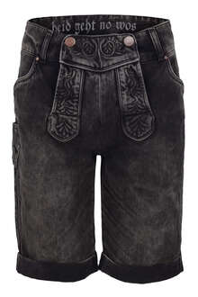 Jeans 'Lederhose' braun grau