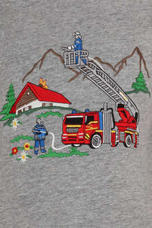 Kinder T-Shirt Feuerwehr grau