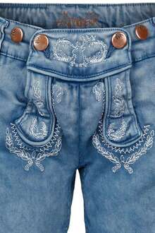 Kinder Jeansshort in Lederhosenoptik blau