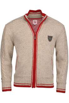 Strickjacke mit Reiverschluss natur/rot