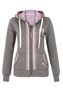 Ssse Trachtensweatjacke mit Kapuze zartes grn rosa