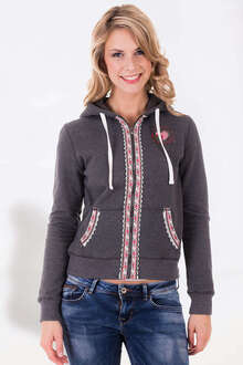 Trachten Kapuzensweatjacke Madl hellgrau