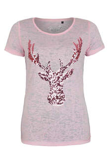 Trachtenshirt Hirsch Pailletten rosa