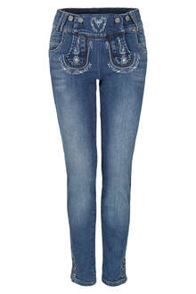 Damen Jeans lang Lederhosenlook