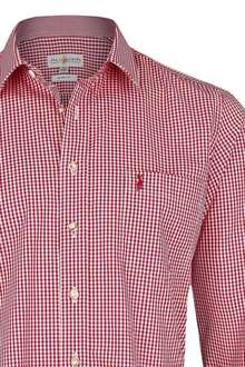 Trachtenhemd Slim Fit kariert rot