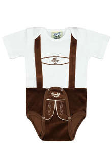 Babystrampler Lederhose braun kurz