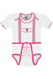 Babystrampler Lederhose pink kurz