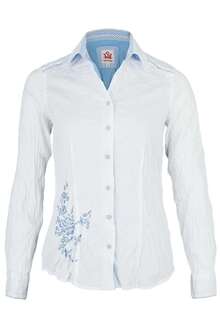 Bluse Crash-Optik wei-hellblau Stickerei