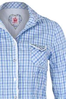 Bluse Crash-Optik Blumenstoffapplikation hellblau