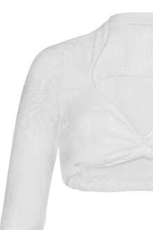 Dirndlbluse mit Stehkragen und Herz-Ausschnitt langarm offwhite