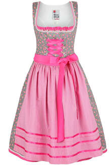 Damen Dirndl grau-pink mit Rosen