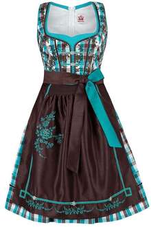 Dirndl kurz kariert mit 2 Schrzen
