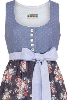 Umstands-Dirndl mit Blumen blau