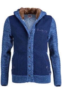 Walk-Strickjacke mit Kapuze blau