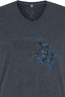 T-Shirt V-Ausschnitt Jagdrebell dunkelgrau