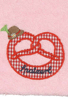 Baby Waschhandschuh Brezel mit Tirolerhut rosa