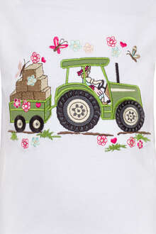 Baby Kinder T-Shirt Traktorfahrerin wei