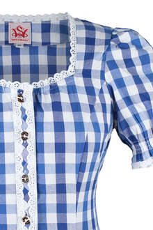 Miederbluse Karo blau-wei