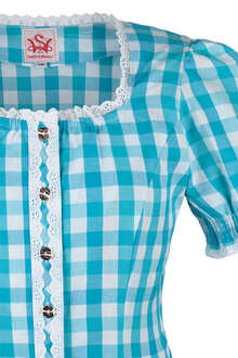 Miederbluse Karo trkis-wei
